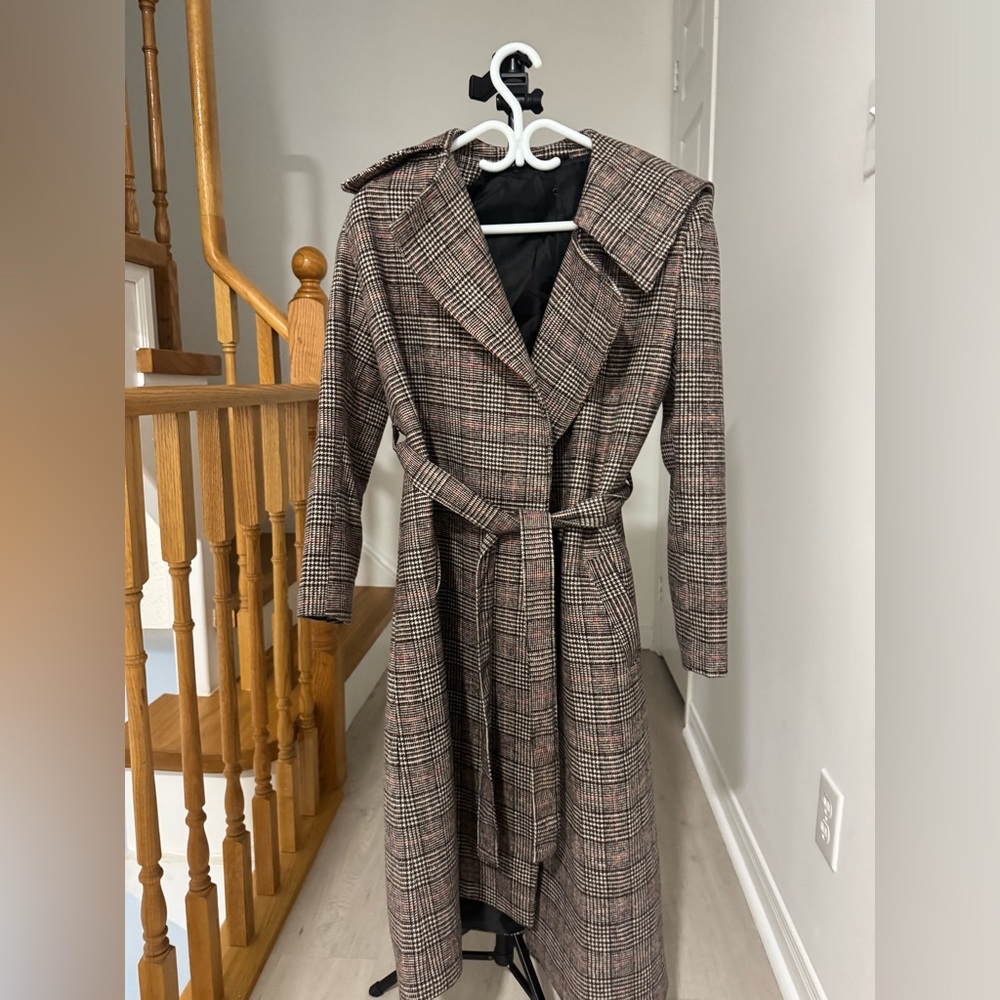 Plaid Belted Trench Coat
